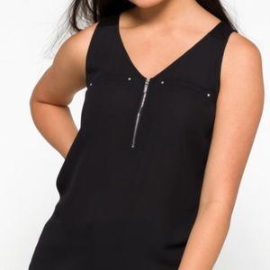 NWT Fortune Ivy Zip Tank Mixed Media Top